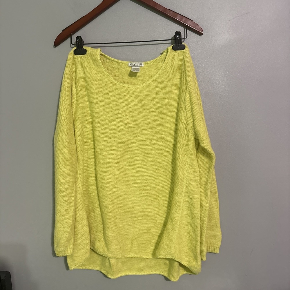 Avalin . Yellow Top Long Sleeve 100% Cotton Size One Size Made In USA